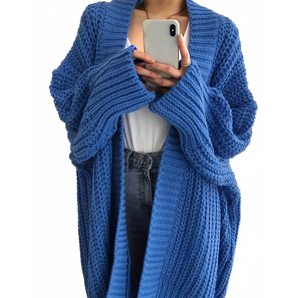 NEW ROSA CLOTHING slouchy open front chunky cardigan in blue